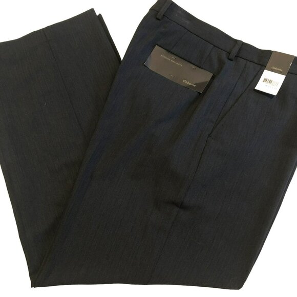 Claiborne R-Essentials Flat Front Mens Pants 36x30 Black NWT - Picture 1 of 6
